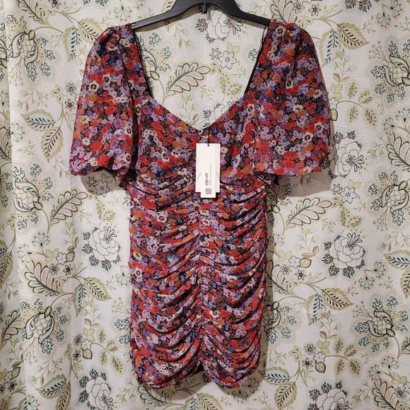 ZARA Floral Printed Dress With Ruching size medium - Picture 7 of 15
